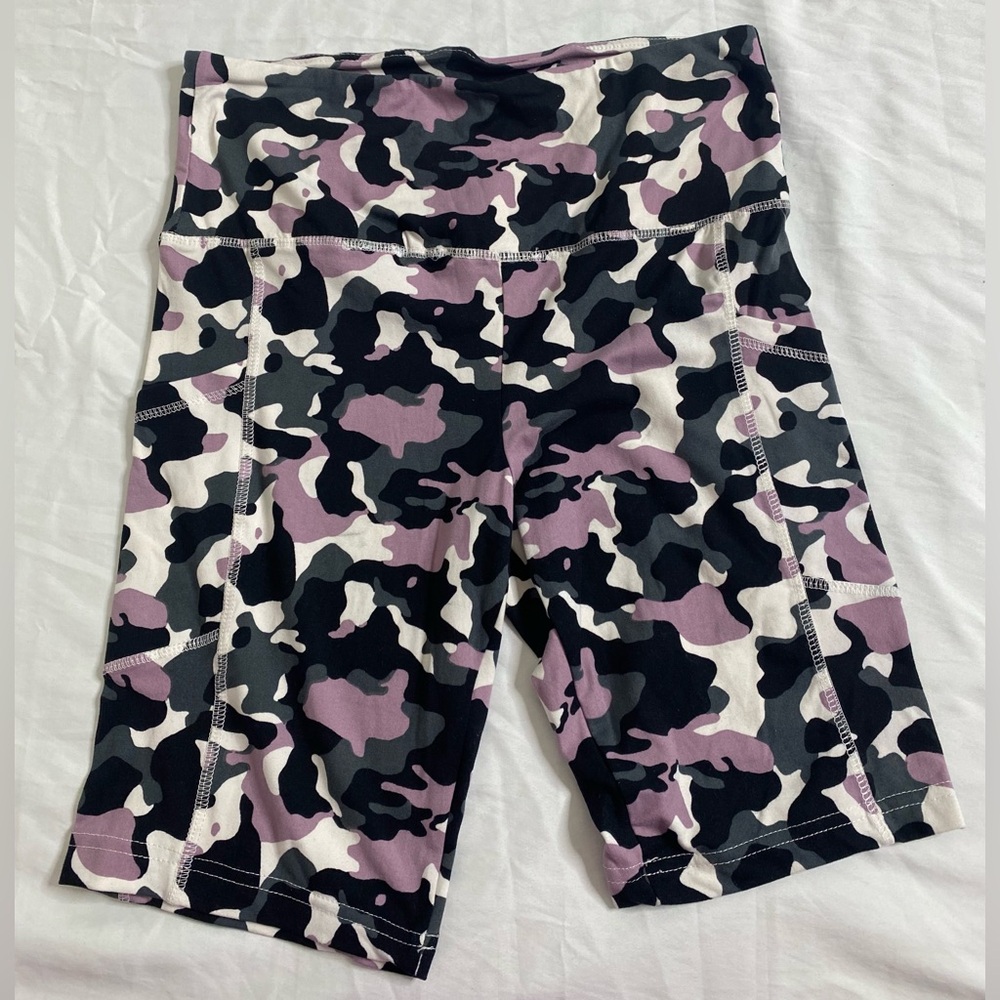 Rainbow Women's Camouflage Bike Shorts - Black, Purple, White